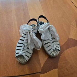 REBECCA MINKOFF Women's Gemma Beige Lace-Up Flat Espadrille Sandals Size: 6.5